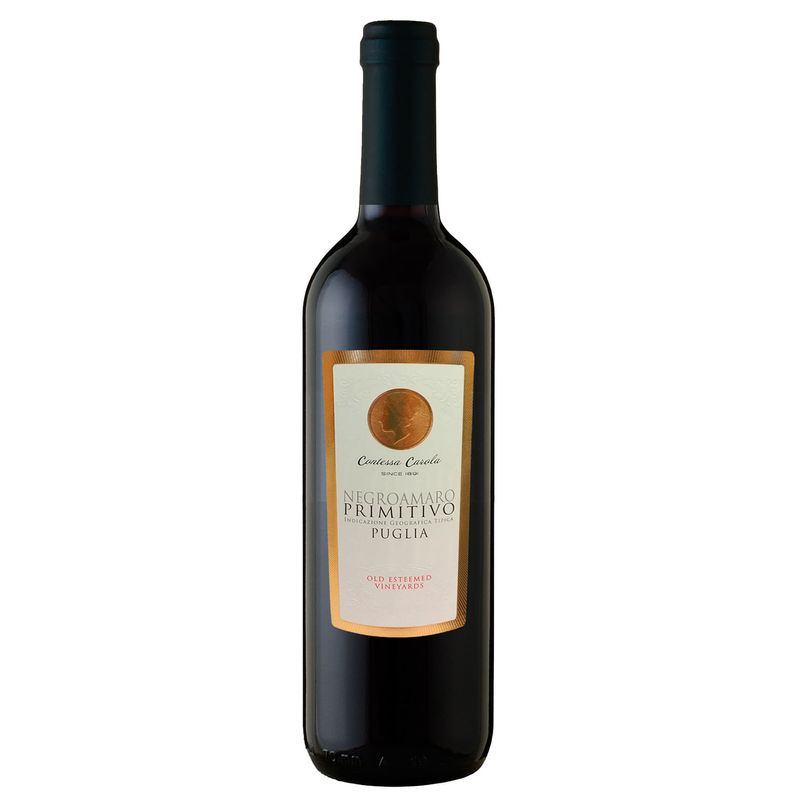 Vinho Tinto Italiano Contessa Carola Negroamaro Primitivo Puglia IGT 750ml