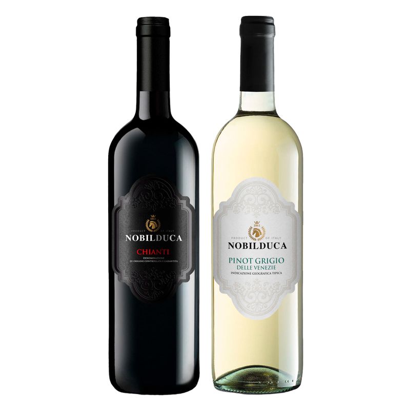 Kit 2 Vinhos Italianos Nobilduca Chianti e Pinot Grigio