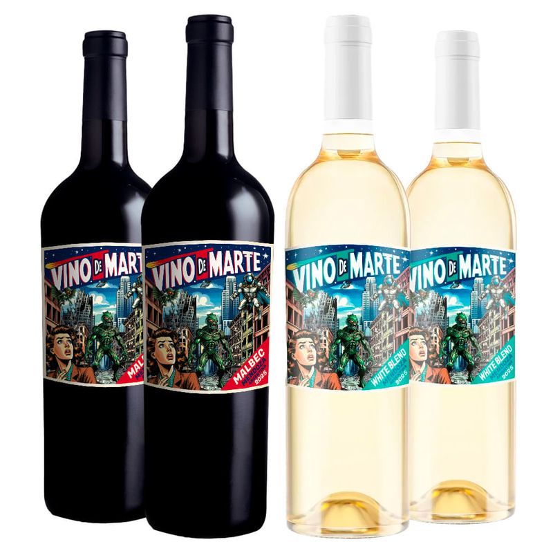 Kit 4 Vinhos Argentinos Vino de Marte Malbec/ White Blend
