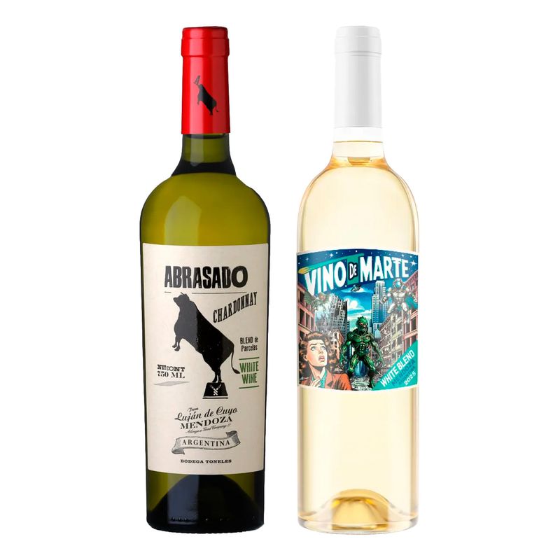 Kit 2 Vinhos Brancos Argentinos Abrasado Chardonnay/ Vino De Marte White Blend
