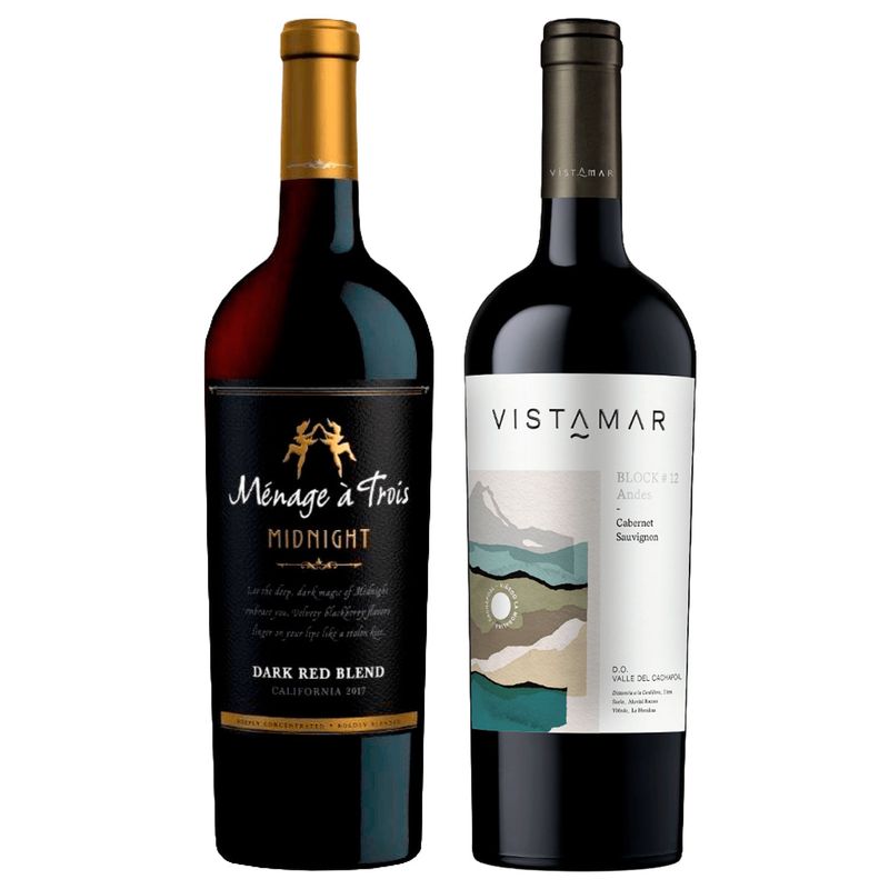 Kit 2 Vinhos Tintos Ménage à Trois Midnight/ Vistamar Block Series Cabernet