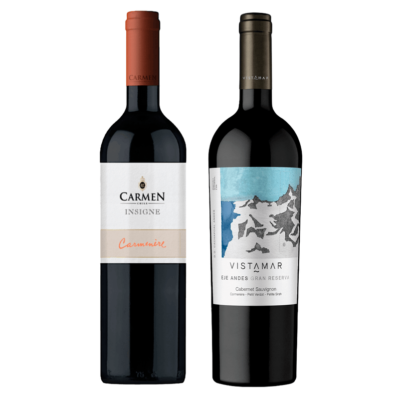 Kit 2 Vinhos Chilenos Carmen Insigne Carménère/ Vistamar Gran Reserva Red Blend