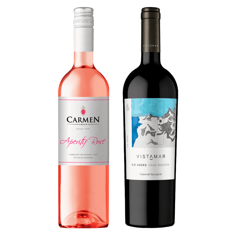 Kit 2 Vinhos Chilenos Carmen Insigne Aperitif Cabernet/ Vistamar EJE Gran Reserva Cabernet