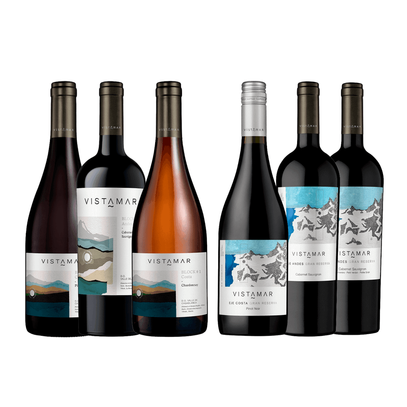 Kit 6 Vinhos Chilenos Vistamar Gran Reserva e Block Series