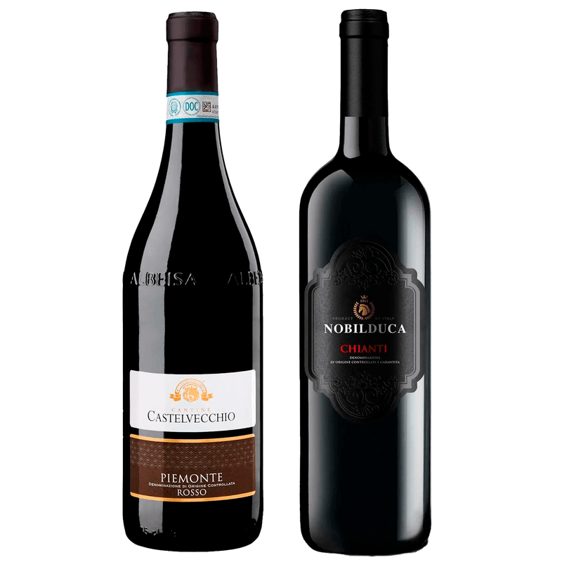 Kit 2 Vinhos Italianos Castelvecchio Rosso Piemonte DOC/ Nobilduca Chianti DOCG