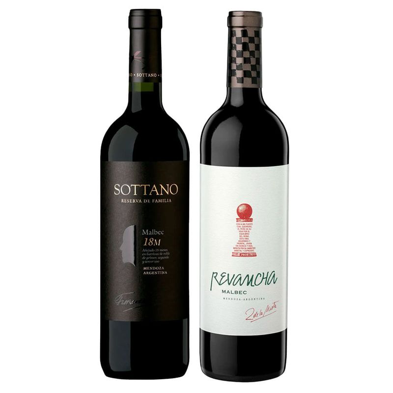 Kit 2 Vinhos Tintos Argentinos Sottano Reserva de Familia/ Revancha Malbec