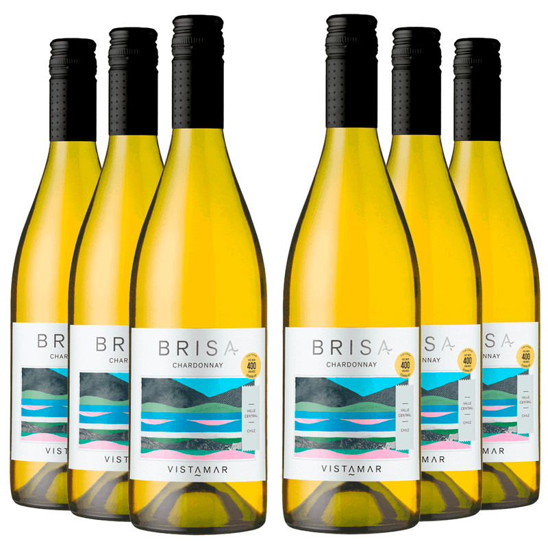 Kit 6 Vinhos Branco Chileno Vistamar Brisa Chardonnay 750ml