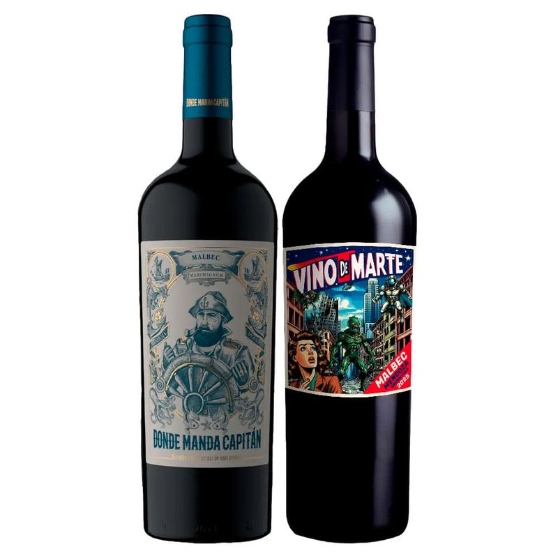 Kit 2 Vinhos Tintos Argentinos Donde Manda Capitán/ Vino de Marte Malbec