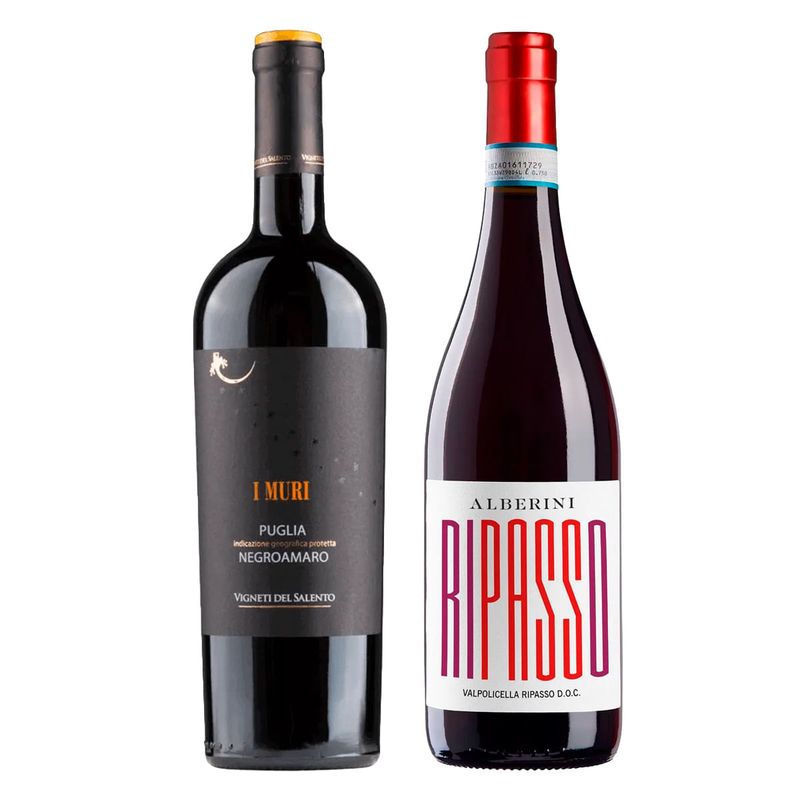 Kit 2 Vinhos Tintos Italianos I Muri Negroamaro/ Montresor Valpolicella Ripasso Alberini