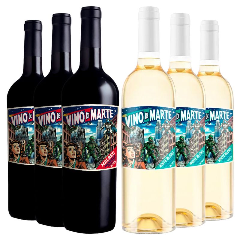 Kit 6 Vinhos Argentinos Vino de Marte Malbec/ White Blend